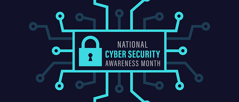 National cyber security awareness month is observed every year in october. Cyber security banner vector isolated on background. Concept design for poster, greeting card and banner website.